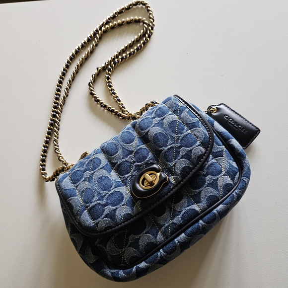 Coach Madison 18 Denim Quilted Shoulder Bag - Picture 1 of 4